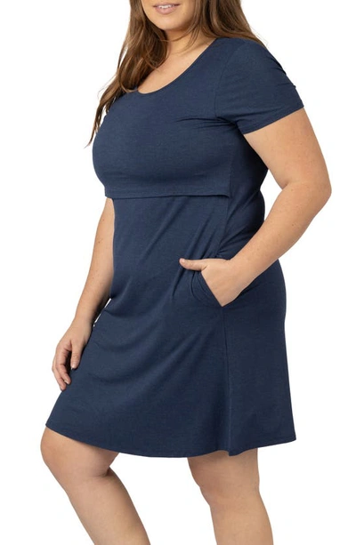 Kindred Bravely Women's Eleanora Plus Size Maternity & Nursing Lounge Dress In Navy