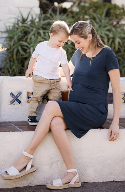 Kindred Bravely Women's Eleanora Plus Size Maternity & Nursing Lounge Dress In Navy