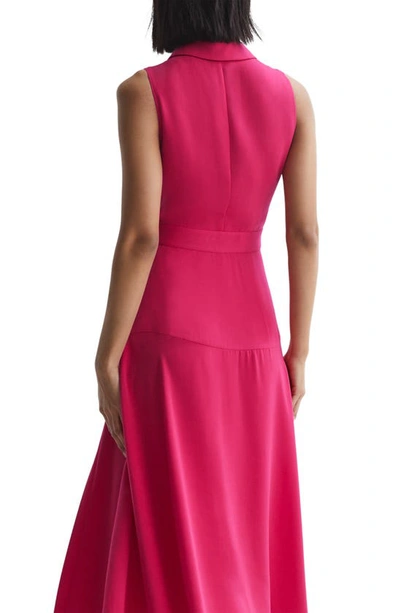 Shop Reiss Claire Pleated Asymmetric Hem Dress In Pink