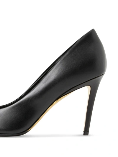 Shop Burberry Women Leather Point-toe Pumps In Black