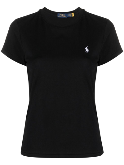 Polo Ralph Lauren Logo-embroidered Knitted T-shirt In Black