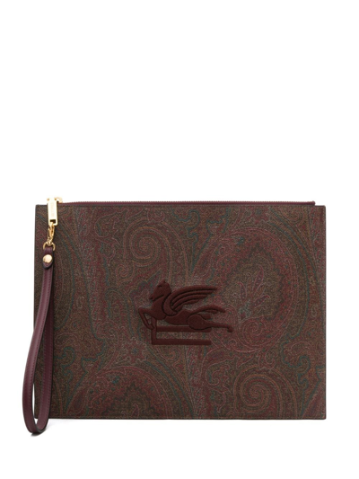 Shop Etro Paisley Card Holder In Brown