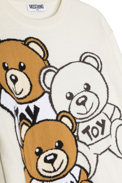 Shop Moschino Teddy Bear Fine-knit Jumper In Neutrals