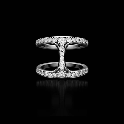 Shop Hoorsenbuhs Dame Phantom Ring With Diamonds In Sterling Silver