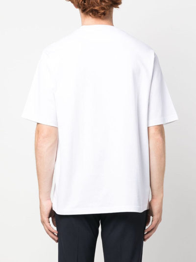 Shop Prada Logo-patch Cotton T-shirt In Weiss