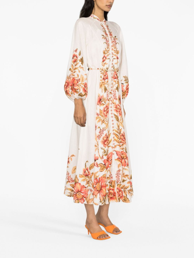 Shop Zimmermann Vacay Billow Floral-print Maxi Dress In Rosa