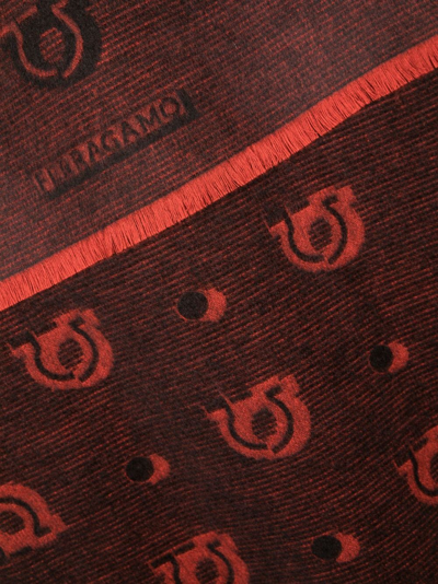 Ferragamo Patterned-jacquard Silk Scarf In Rot