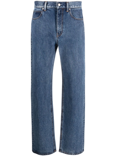 Shop Alexander Wang Mid-rise Straight-leg Jeans In Blau