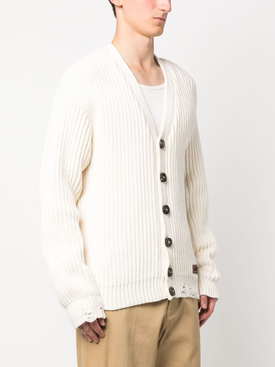 Shop Dsquared2 V-neck Ribbed Cardigan In Nude