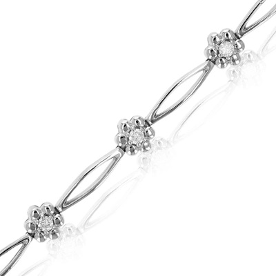 Vir Jewels 1/2 Cttw Si2-i1 Diamond Bracelet 10k White Gold Flower Shape Clover 6.5 Inch In Silver