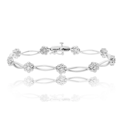 Vir Jewels 1/2 Cttw Si2-i1 Diamond Bracelet 10k White Gold Flower Shape Clover 6.5 Inch In Silver