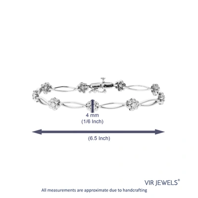 Vir Jewels 1/2 Cttw Si2-i1 Diamond Bracelet 10k White Gold Flower Shape Clover 6.5 Inch In Silver
