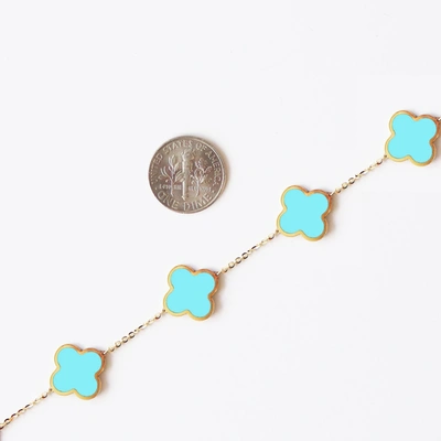 Shop The Lovery Large Turquoise Clover Necklace In Gold