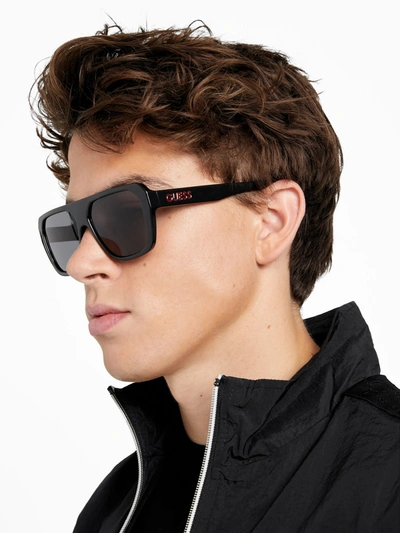 Guess Factory Angular Square Sunglasses In Black