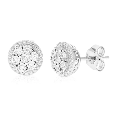 Vir Jewels 1/10 Cttw Round Lab Grown Diamond Studs Earrings .925 Sterling Silver Prong Set 1/2 Inch In Silver