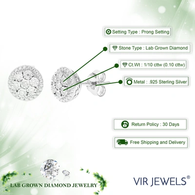 Vir Jewels 1/10 Cttw Round Lab Grown Diamond Studs Earrings .925 Sterling Silver Prong Set 1/2 Inch In Silver
