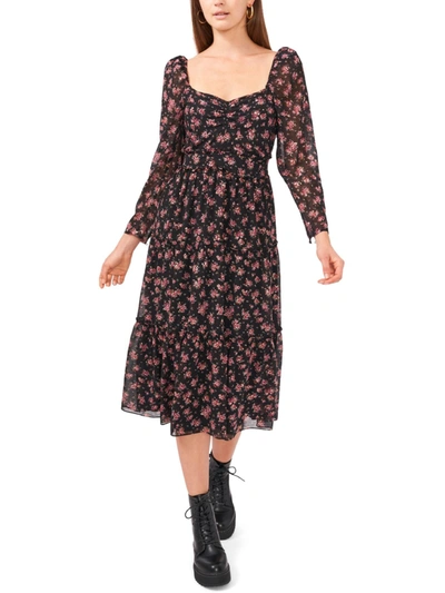 Shop 1.state Womens Chiffon Floral Midi Dress In Black