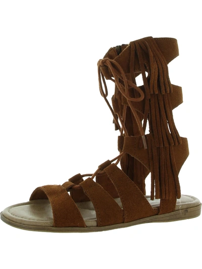 Shop Minnetonka Milos Womens Faux Leather Open Toe Gladiator Sandals In Brown