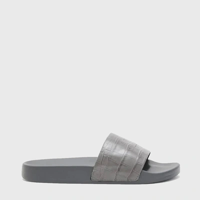 Shop Allsaints Karli Croc Slider In Grey