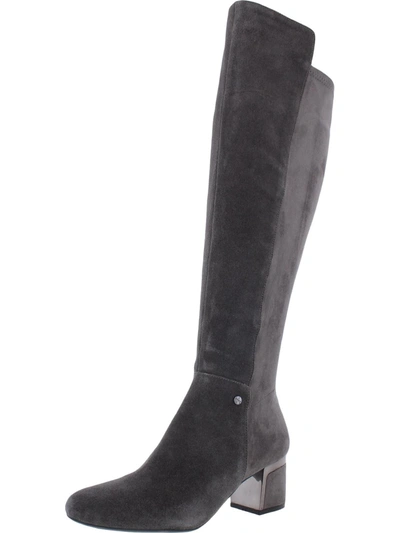 Shop Dkny Cora Knee High Boots Womens Suede Tall Knee-high Boots In Grey