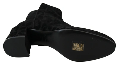 Dolce & Gabbana Black Leopard Short Boots Zipper Shoes In Black