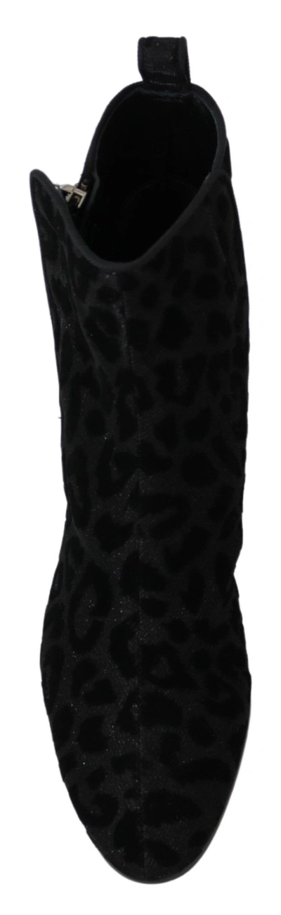 Shop Dolce & Gabbana Elegant Black Leopard Print Short Women's Boots