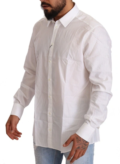 Shop Dolce & Gabbana White Cotton Slim Fit Men Martini Men's Shirt