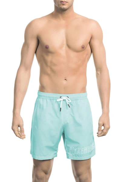 Shop Bikkembergs Light-blue Polyester Men's Swimwear In Black