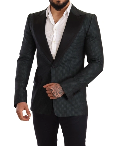 Shop Dolce & Gabbana Elegant Patterned Slim Fit Blazer Men's Jacket In Black