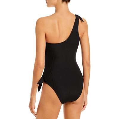 Shop Solid & Striped Womens Ribbed Asymmetric One-piece Swimsuit In Black
