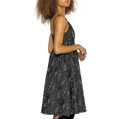 Shop Gracia Womens Metallic Lace Fit & Flare Dress In Grey