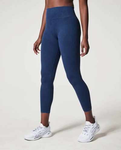 Shop Spanx Soft Stretch Seamless Leggings In Midnight Navy In Blue