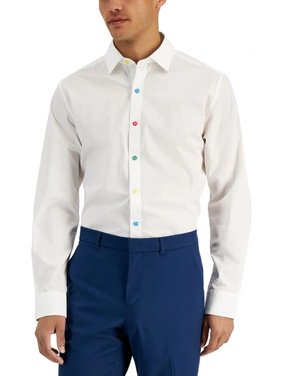 Shop Bar Iii Mens Organic Cotton Slim Fit Button-down Shirt In White