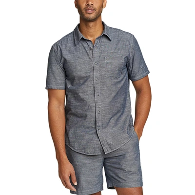 Shop Eddie Bauer Men's Camano Short-sleeve Shirt - Solid In Blue