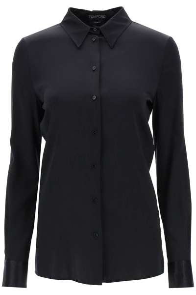 Shop Tom Ford Silk Satin Shirt In Black (black)