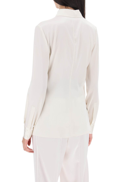 Shop Tom Ford Silk Satin Shirt In Chalk (white)