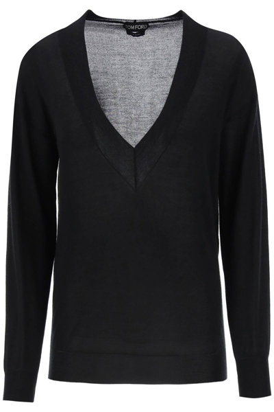 Shop Tom Ford Sweater In Cashmere And Silk In Black (black)