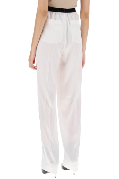 Shop Tom Ford Palazzo Pants In Silk Satin In White (white)