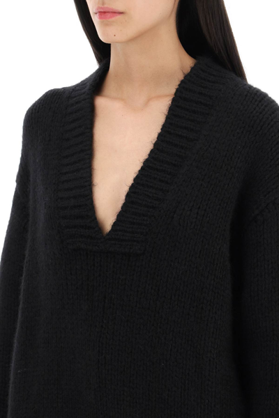 Shop Tom Ford V-neck Sweater In Alpaca Wool In Black (black)
