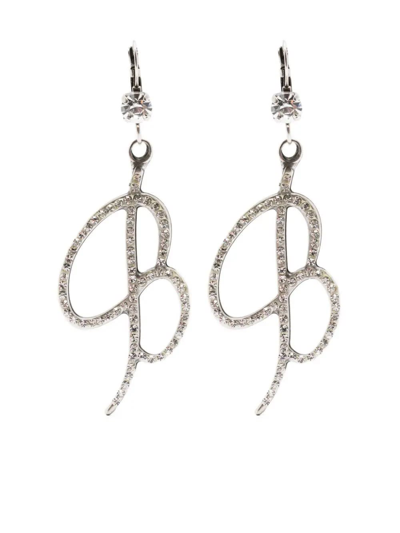 Shop Blumarine B Earrings With Crystals In Argento