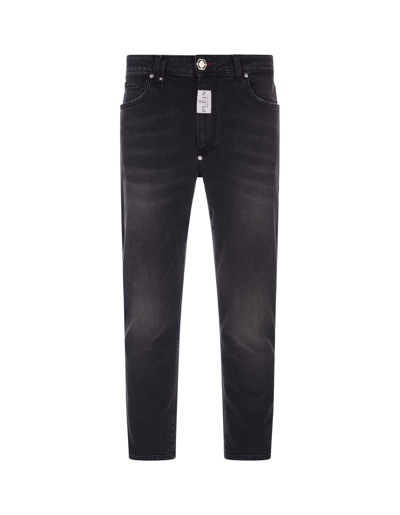 Shop Philipp Plein Super Straight Jeans In Black Denim In Nero