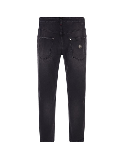 Shop Philipp Plein Super Straight Jeans In Black Denim In Nero