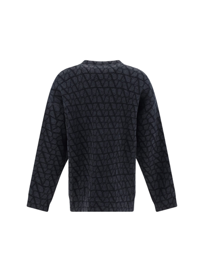 Shop Valentino Sweater In St Toile Iconograph Antracite/nero