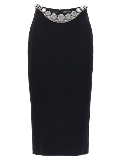 David Koma Black Puffer Circle Embroidery Skirt In Black