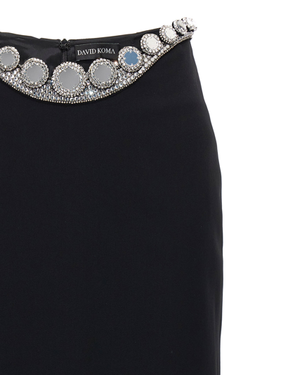 David Koma Black Puffer Circle Embroidery Skirt In Black