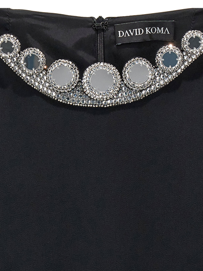 David Koma Black Puffer Circle Embroidery Skirt In Black