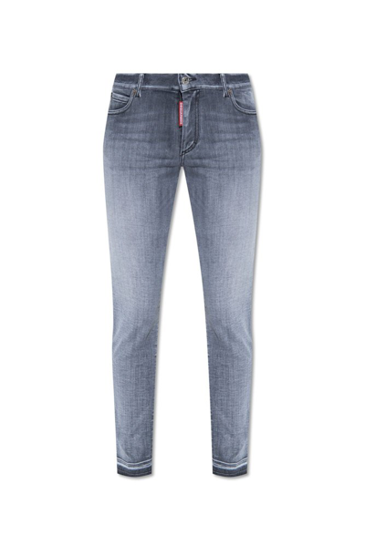 Shop Dsquared2 Medium Waist Skinny Jeans In Grey