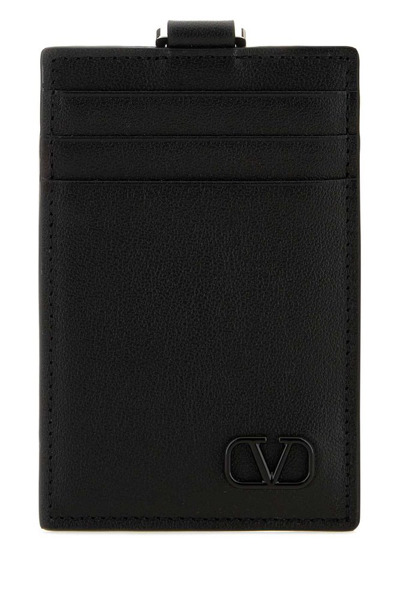 Shop Valentino Vlogo Plaque Card Holder In Black