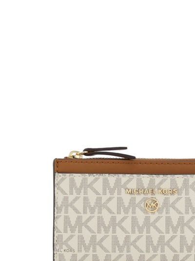 Shop Michael Kors Jet Set Charm Card Case In Vanilla/acrn