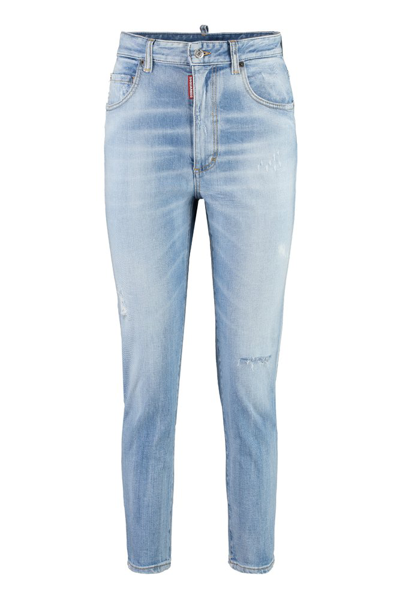 Shop Dsquared2 Twiggy High Waist Cropped Jeans In Blue